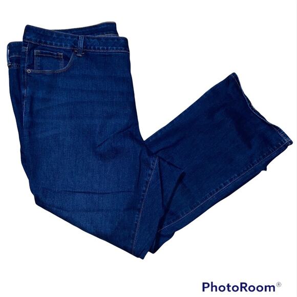 Old Navy Kicker Bootcut high rise secret slim dark rinse pockets size plus short - Picture 4 of 8